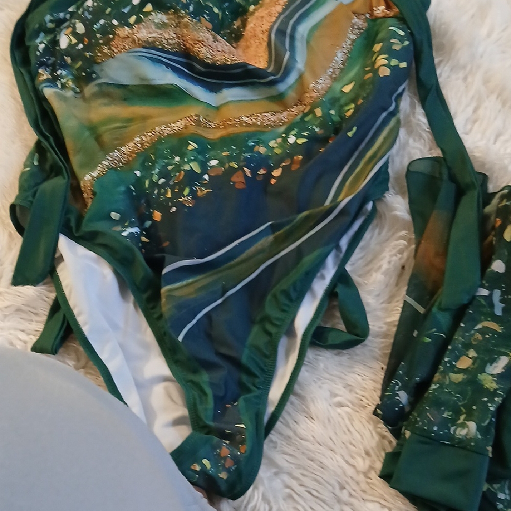 SHEIN Emerald and Gold Swimsuit
